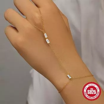 canner 925 стерлингового серебра 1шт модные цепочки браслет для женщин изящный кубический цирконий браслет и кольцо цепочка украшения для тела золотой