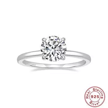 Canner Обручальные кольца с муассанитом круглой огранки, ювелирные изделия из стерлингового серебра 925 пробы, простые свадебные повседневные кольца 7 серебряный