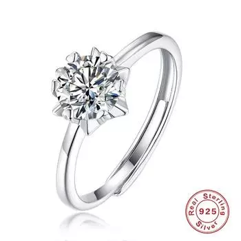 CANNER Снежинка Звездообразование Ювелирные изделия из стерлингового серебра 925 пробы 1 карат D Цвет Муассанит обручальное кольцо для женщин Высочайшее качество для вечеринки 1 CT-Resizable серебряный