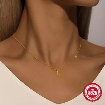 Canner стерлингового серебра 925 пробы 1 шт. модное ожерелье с луной для женщин ювелирные украшения золотой