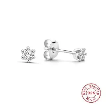 Canner Женские ювелирные изделия из стерлингового серебра 925 пробы с шестью зубцами из серебра 0,1/0,14/0,2 карата, обручальные серьги-гвоздики с муассанитом, классические свадебные серьги 0.14carat серебряный