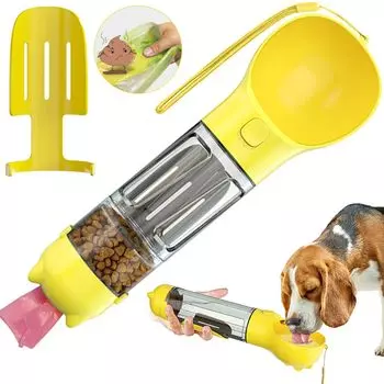 CANPLUS Собака Вода Вода Вода Вода Идет Водный Бак Герметичный 300 мл Бутылка для воды Кормление домашних животных Мусор Легко для домашних животных Товары Бутылка, Бутылка, жёлтый