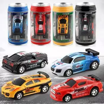 Cans Remote Control Car Four-way Wireless Racing With Roadblock Coke Cans Car Mini Children Cans Car синий