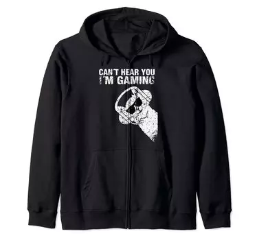 Cant hear you Gaming Lama Alpaka Zip Hoodie with Gaming Headset Im