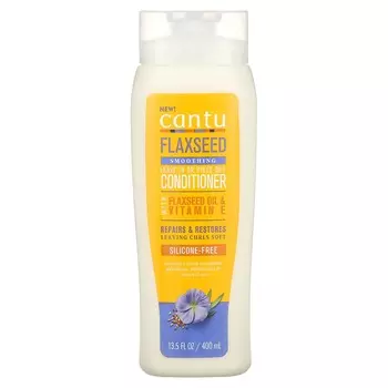 Cantu, Разглаживающий кондиционер с льняным семенем, несмываемый или смываемый, 13,5 жидких унций (400 мл)