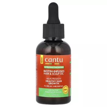 Cantu, Укрепленное масло для волос и кожи головы с биотином, с чайным деревом, мятой и авокадо, 2 жидких унции (59 мл)