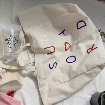 Canvas bag cute girl Japanese bag Harajuku chic student large capacity shoulder bag bag бежевый