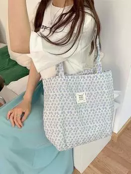 Холщовая сумка женская студенческая сумка с цветочным узором симпатичная сумка для поездок на работу большой вместимости сумка через плечо