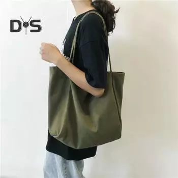 Холщовая сумка большой емкости ретро однотонный цвет большие несущие ремни сумка для продуктов фитнес-принадлежностей сумка-слинг для работы и учебы учебник чёрный