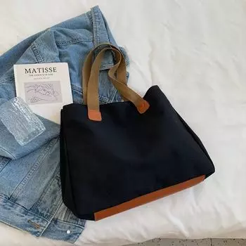 Canvas Bag Large Capacity Women s Bag 2024 New Arrival Trendy Fashion All-Match Shoulder Handbag Casual Commuter Tote Black