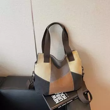 Canvas bag women s bag new fashion casual shoulder bag large capacity versatile portable messenger tote bag темно-коричневого