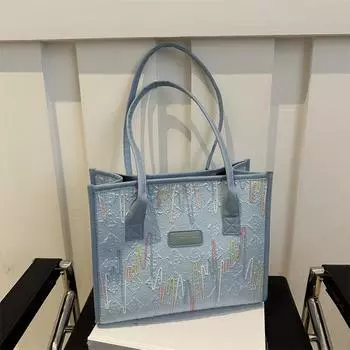 Canvas bag women s large-capacity 2025 summer leisure shoulder bag class tote bag белый