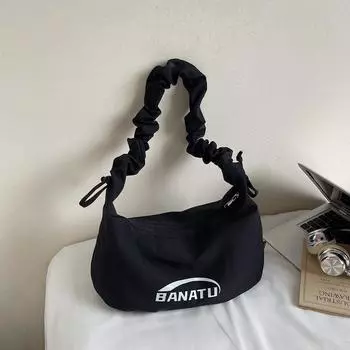 Canvas bag women s large-capacity new casual niche design pleated messenger bag high-end dumpling bag