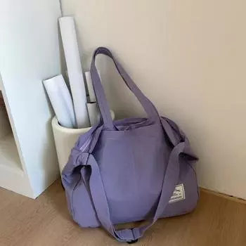 Canvas bag women s large-capacity new summer versatile simple messenger bag casual college student tote bag фиолетовый