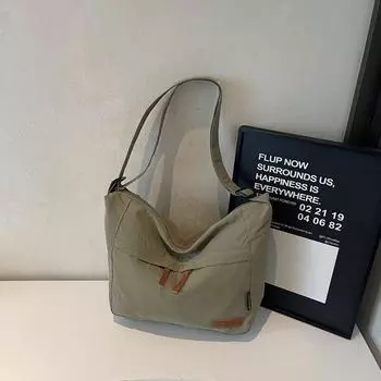 Canvas bag women s large-capacity new versatile shoulder messenger bag cloth bag class commuter tote bag зелёный