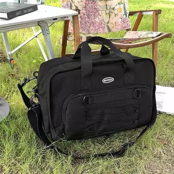 Canvas bag women s large-capacity new messenger business travel luggage bag mountaineering light travel backpack чёрный