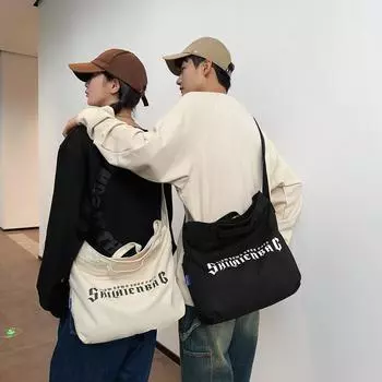 Повседневная сумка-мессенджер из холста, модная универсальная сумка через плечо для мужчин и женщин, школьная сумка для студентов, большая вместительная сумка-тоут чёрный