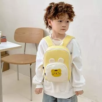 Canvas Kindergarten Schoolbag Cartoon Bear Kids Travel Bag Cute Kids Backpack Kindergarten белый