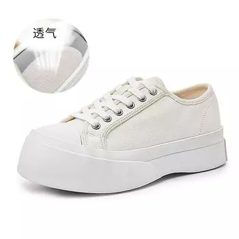 Canvas little white shoes women s 2025 spring new thick-soled heightening single shoes women s versatile big head shoes casual flat-soled women s shoe 35