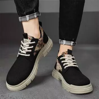 Canvas Men s Autumn Sneakers Loafers Round Toe Fashion Casual Shoes Low-top Shoes Non-slip Shoes Soft and Comfortable Outdoor 39 бежевый