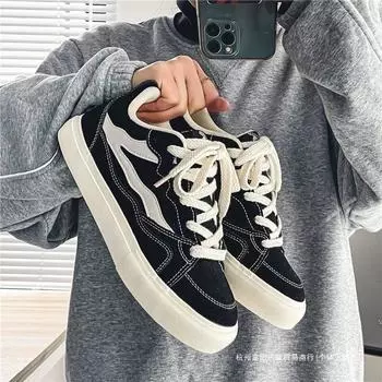 Canvas men s shoes 2024 new summer breathable versatile casual board shoes student cloth shoes flat sports black trendy shoes 39