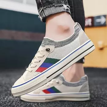 Canvas men s shoes 2025 new summer breathable thin deodorant casual board shoes one pedal lazy old Beijing cloth shoes 39