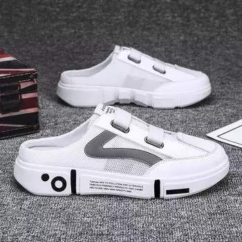 Canvas men s shoes 2025 summer new breathable mesh casual versatile lightweight soft sole hollow men s bag head slippers 38 белый