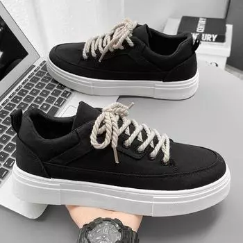 Canvas men s shoes new spring breathable niche design versatile casual board shoes sports black cloth shoes trendy shoes 39