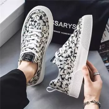 Canvas men s shoes spring and autumn breathable thin trend versatile casual thick baseplate shoes men s sports niche cloth shoes trendy shoes 39 белый