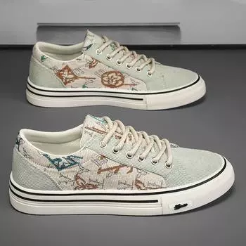 Canvas men s shoes spring breathable casual trendy men s cloth shoes men s trendy sports Korean version ins shoes board shoes 39