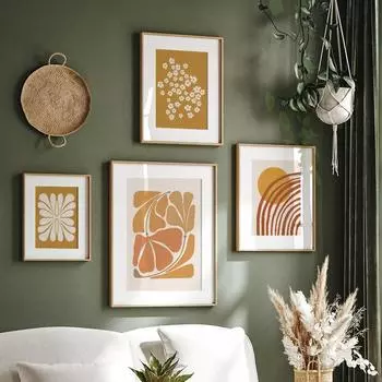 Canvas Painting Minimalist Flower Sun Rainbow Color Block Poster Print Nordic Abstract Wall Art Pictures For Living Room Decor 21X30cm No Frame