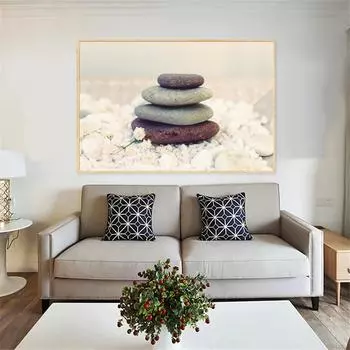 Canvas Print Stone Flowers Nordic Posters and Prints Wall Art Picture Picture Movely Coremer Zen Home Decor Cuadros 21cm30cm NoFrame