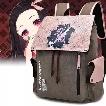 Canvas PU Leather Anime Backpack School Backpack Rucksack Unisex Backpack Large Capacity Waterproof