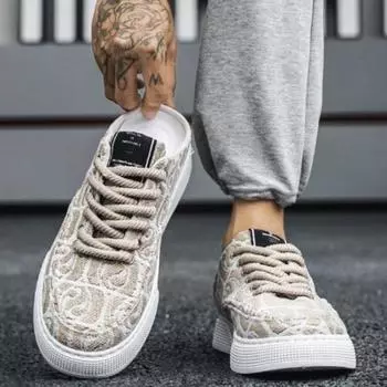 Canvas Sandals Man Mules Half Summer Slippers for Men Low Price With Korean Style High Quality Fashion Cheap 2024 Style Shoes 39