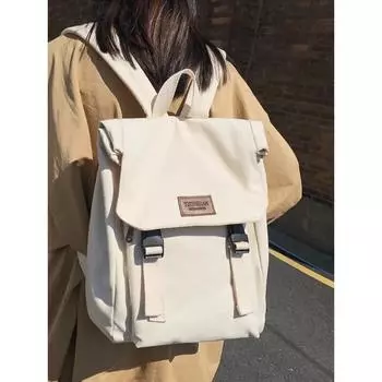 Холщовый школьный рюкзак для студентов, унисекс, большая вместимость, трендовая дорожная компьютерная сумка, повседневная, универсальная, минималистичная сумка через плечо чёрный