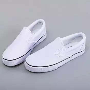 Canvas Shoes Little White Shoes Lazy People Pedal Spring Trend Male and Female Couples Student Elastic Overboard Shoes 35 белый