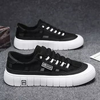 Canvas shoes men s 2025 new spring breathable casual versatile small black shoes men s flat student sports cloth shoes tide 39 чёрный
