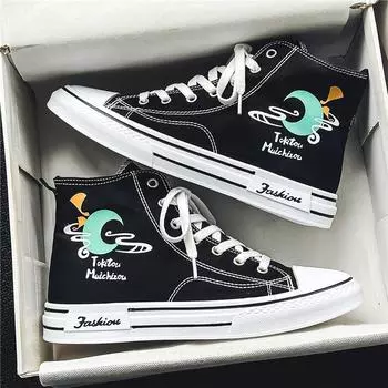 Canvas shoes men s 2025 new summer breathable sports and leisure high-top flat baseplate shoes youth versatile trendy shoes 39