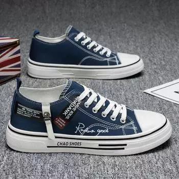 Canvas shoes, men s shoes, spring breathable thin design, student sports and leisure flat bottomed board shoes, men s black clot 39 белый