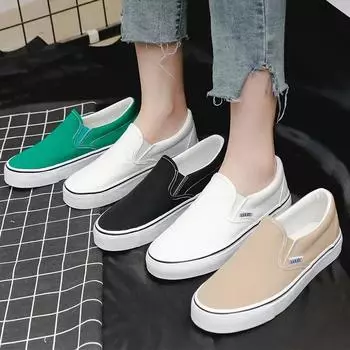 Canvas Shoes Women Couple Slip on Flat Comfortable Casual Shoes Fashion Platform Ladies Vulcanized Shoes Zapatillas Mujer 2025 35 чёрный
