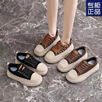 Canvas shoes women s 2025 spring and autumn new small size versatile student sports and leisure shoes versatile Hong Kong style niche leopard pr 35 цветной печати леопарда