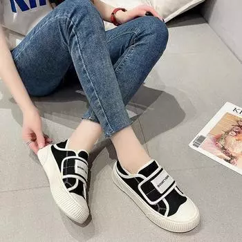 Холстовая обувь, женская осенняя новая модная легкая удобная обувь на толстой подошве на плоской подошве, повседневная обувь для прогулок на открытом воздухе 35