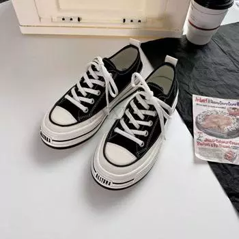 Canvas Shoes Women Spring Summer Casual Walking Platforms Vulcanized Shoes Ladies Fashion Chunky Sneakers Zapatos Para Mujer 35