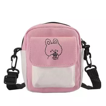 Canvas Shoulder Women s Bag Small Fashion Messenger Crossbody Bag for Girl Students Cotton Cloth Female Handbags розовый