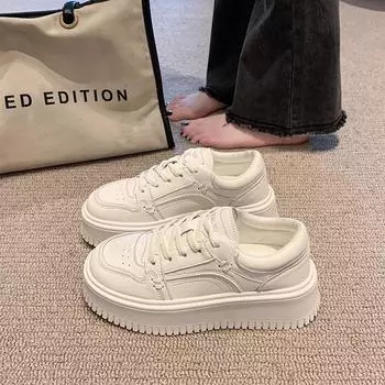 Кроссовки из парусины женские с круглым носком на платформе однотонные туфли для женщин студенческие спортивные повседневные туфли на открытом воздухе белые туфли 35