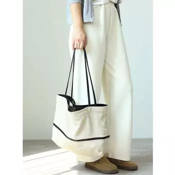 Canvas Tote Bag Women s 2025 New Japan fashion Idle Style Large Capacity Cotton and Linen Shoulder Bag Commuter Handbag Light Beige