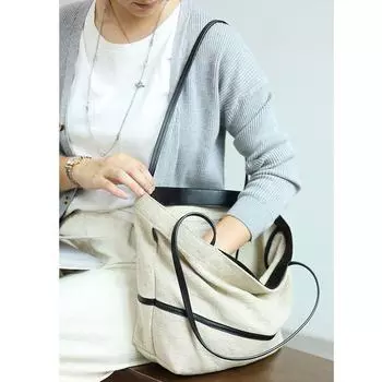 Canvas Tote Bag Women s 2025 New Japan fashion Idle Style Large Capacity Cotton and Linen Shoulder Bag Commuter Handbag Light Beige