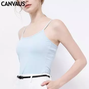 Canvaus, летний новый стиль, однотонный тонкий хлопковый низ, женский жилет, камзол для женщин S белый