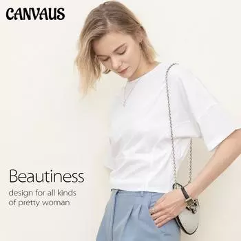 Canvaus Свободная хлопковая футболка с круглым вырезом женская с рукавами «летучая мышь» с швами для верхней одежды S фиолетовый