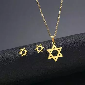 CANXING Женский комплект ожерелья и серег со звездой Давида, Дубай, золотой цвет, нержавеющая сталь, африканские индийские свадебные комплекты ювелирных украшений для женщин и девочек
